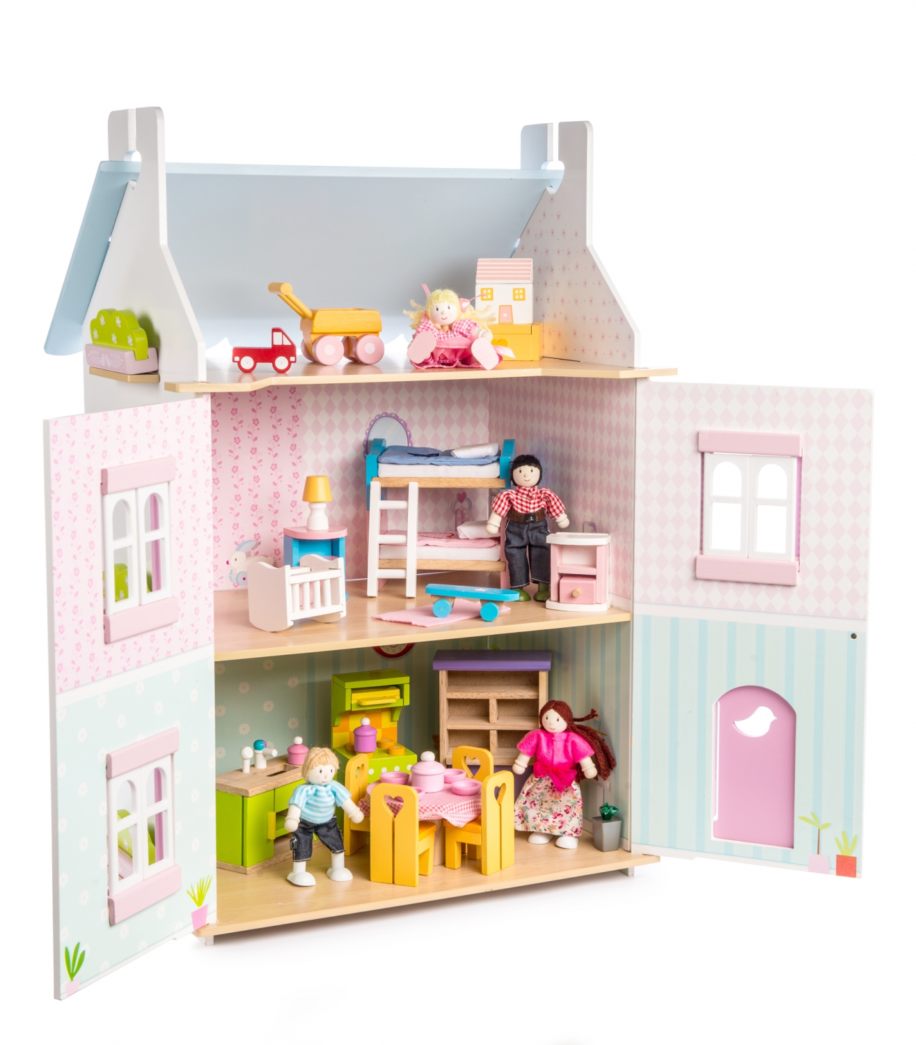 Gemeubileerd poppenhuis, compleet, Le van