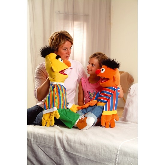 leerplan verlichten gekruld Bert en Ernie van Sesamstraat, handpoppen Bert en Ernie