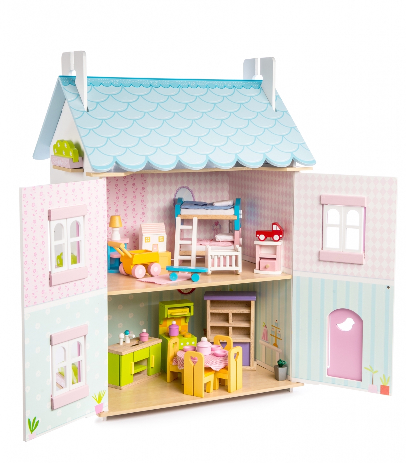 Gemeubileerd poppenhuis, compleet, Le van