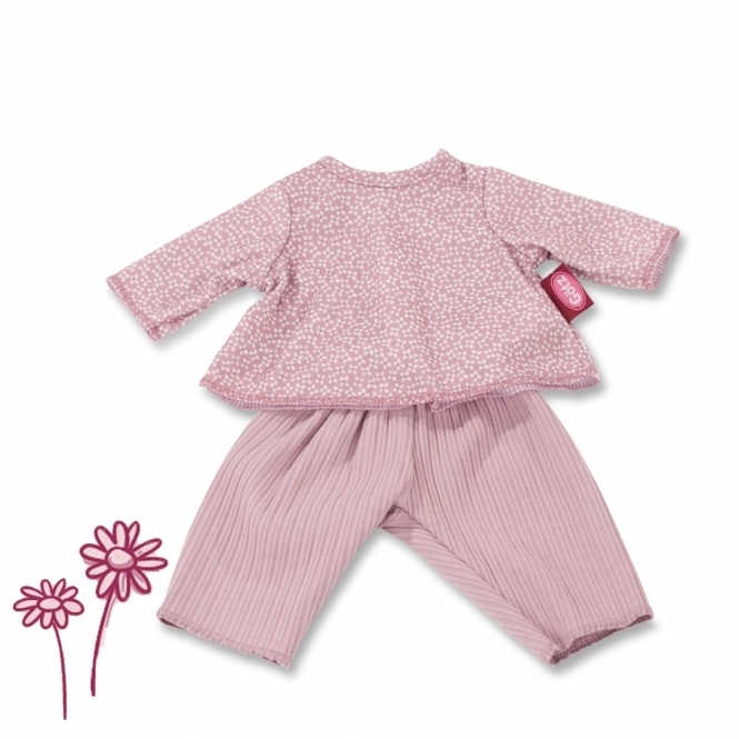 broek, poppenkleding pop, babypop kleding, oud roze kledingset