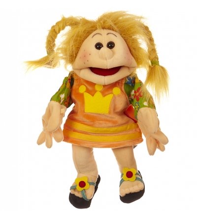 Handpop - Kleine Jenny met vlechten 35 cm