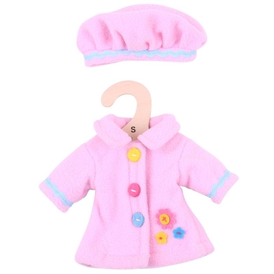 Bigjigs - 25cm - Winterjas en muts roze