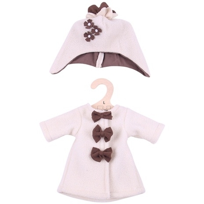 Bigjigs - 35cm - Beige Fleece winterjas met muts